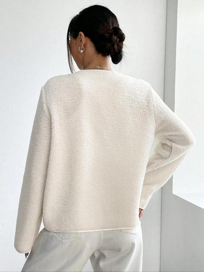 Women's Solid Color Buttons Jacket Long