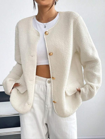 Women's Solid Color Buttons Jacket Long
