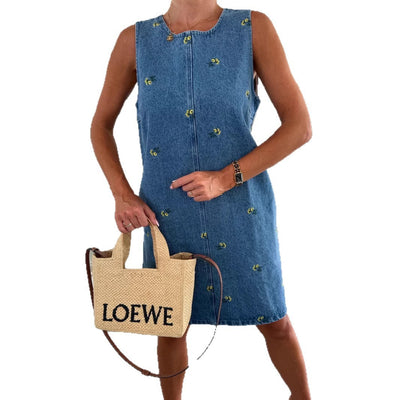Casual Floral Loose Denim Sleeveless Vest Dress