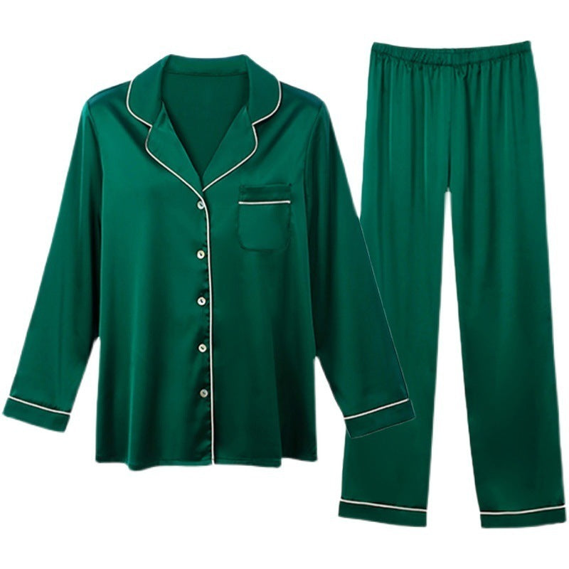 Pajamas Suit Silk Long-sleeved Trousers Two-piece Set