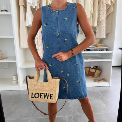 Casual Floral Loose Denim Sleeveless Vest Dress