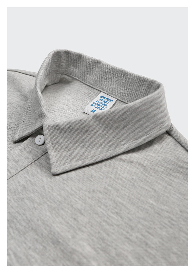 Heavy Space Cloth Lapel Polo Shirt Men's Short-sleeved T-shirt
