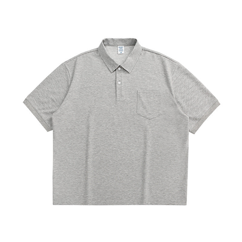 Heavy Space Cloth Lapel Polo Shirt Men's Short-sleeved T-shirt