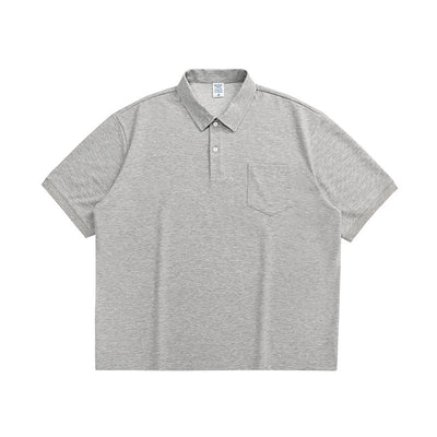 Heavy Space Cloth Lapel Polo Shirt Men's Short-sleeved T-shirt